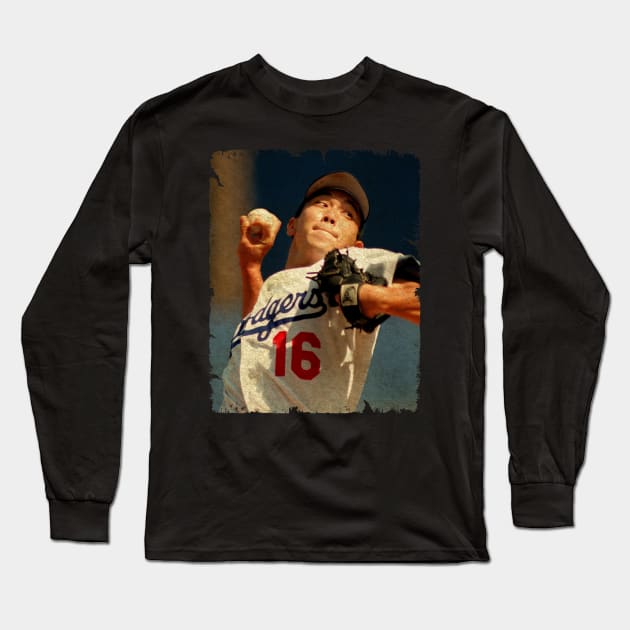 Hideo Nomo in Los Angeles Dodgers, 1995 Long Sleeve T-Shirt by PESTA PORA